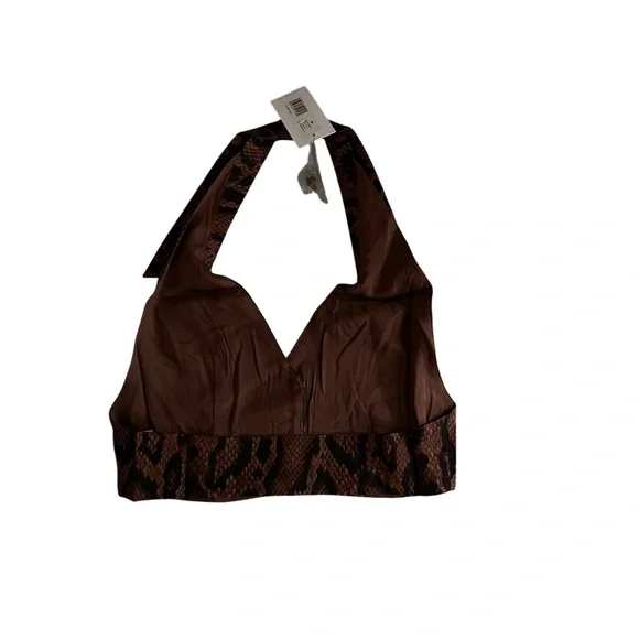 Brown Snake Print Halter Top - Picture 3 of 5